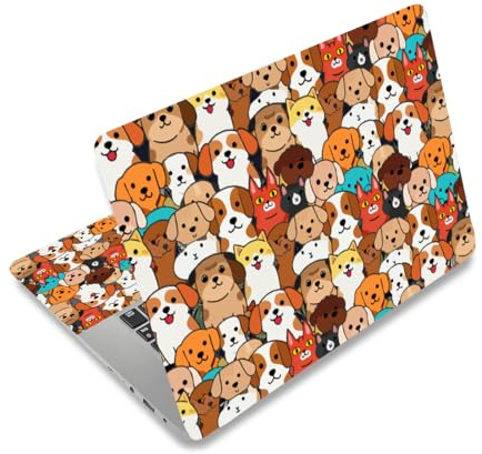 PLIGREAT Adesivo per laptop con motivo a cucciolo di cartone animato, adatto per notebook da 12, 13, 13,3, 14, 15, universale, rimovibile, impermeabile, per la protezione di computer portatili e