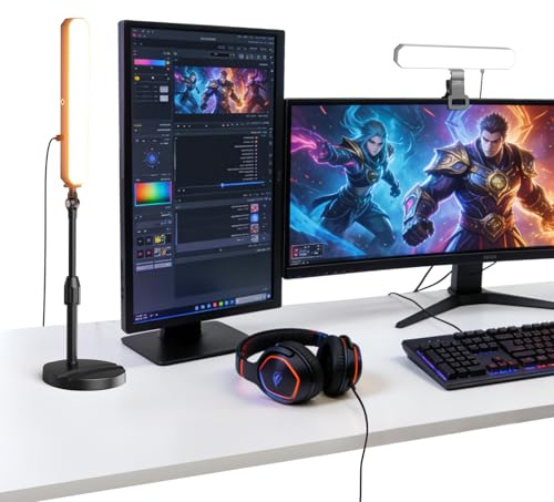 NEEWER Basics Desktop LED Light with 11 Stand/Monitor Clamp, 2 Pack(12W) CRI95 Bi Color Video Conference Zoom Lighting for Laptop Computer Webcam, Compatible with Video Recording, L10