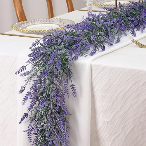 DEMIUKO 2 STK Blumengirlande Künstlich Lavendel Pflanze Girlande Lila Deko