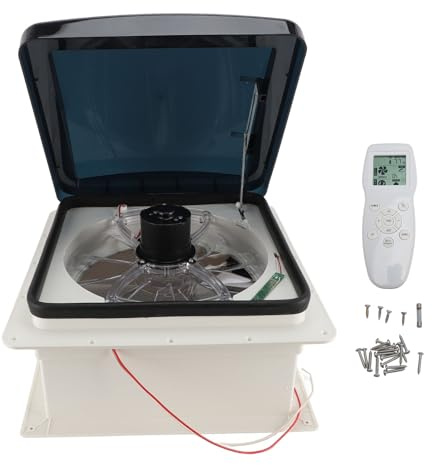 Tissting Ventilateur de toit pour camping-car de 14 pouces avec télécommande, Ventilation de plafond silencieuse et réversible à 10 vitesses pour un flux d'air efficace