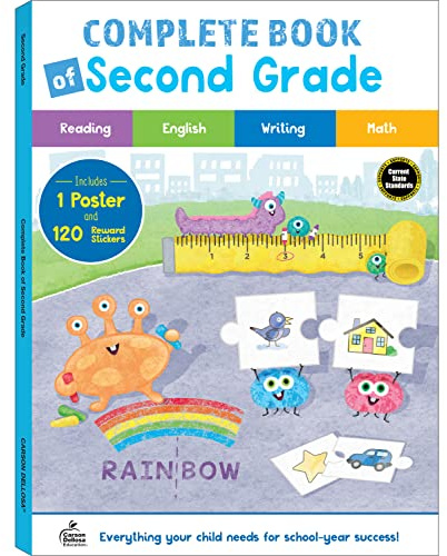 Carson Dellosa Complete Book of Second Grade Workbook, Parts of Speech, Grammar, Math, Reading Comprehension, and Writing Practice, Classroom or Homeschool Curriculum