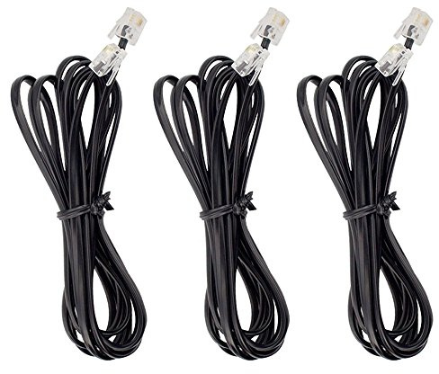 AIMIJIA Phone Cord, 6P4C Black Phone Telephone Extension Cord Cable Line Wire RJ11 6P4C Modular Plug for Landline Telephone Modem Accessory (6ft-3 Pack)