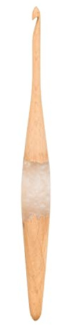 Ommi Ergonomiska virknålar med handtag | handgjorda 18 cm ångbokträ och hartsblandning virknål | sticknål, hantverksgarnväv | bästa gåvan! (Steam Beech Wood & Resin, 5.5 mm)
