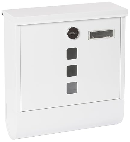 ARREGUI Chance E7001 Cassetta Postale in Acciaio con Portagiornali, Formato M (DIN A4), Cassetta della Posta con Serratura Coperta e Portanome, Facile de Montare, Bianco