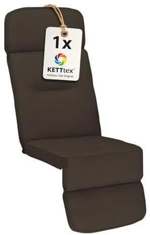 KETTtex EXKLUSIV Auflage Relaxliege dunkelgrau I Gartenliege Polster 175x50x9cm I hochwertige & Pflegeleichte Liegenauflage I Wetter- & formbeständige Liegen-Auflage I KTH3 Liegestuhlauflage
