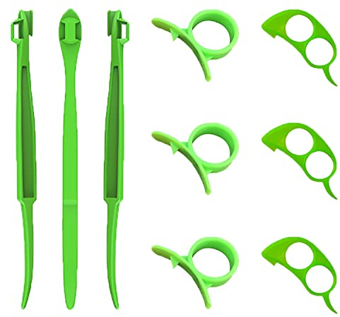 XiaZhiZhen Pelador de Naranjas y Cítricos - Herramienta de Cocina de Plástico para Frutas - Fácil de Usar para Limón, Shaddock y Naranja - Juego de 9 (Verde)