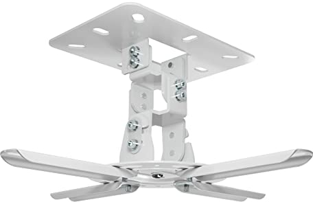 XINLEI Projector Ceiling Wall Mount, Universal Projector Wall Mount with 360°Rotation, 40°Swivel and 30°Tilt, Heavy Duty Adjustable Clamp, Capacity 13.6kg, White PR14W