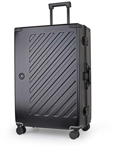 JLY 100% Polycarbonate Zipperless Suitcase Large, Hardshell Check in Luggage with Double TSA Locks and 4 Wheels, Aluminium Alloy Handle, Flight Case for Travel in Black