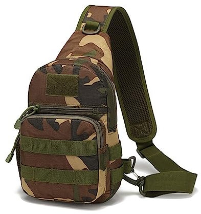 Asudaro Umhänge Tasche, Männer Und Frauen Military Green Camo Sling Bag Crossbody Sling Rucksack Militärische Taktische Brusttasche Mini Single Strap Rucksack Für Wandern,Trekking,Radfahren,Camping