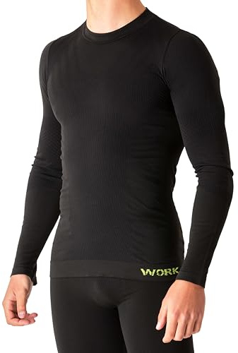 NOLOGO KATIACALZE Maglia Termica Uomo Manica Lunga da Lavoro - Maglia Tecnica Traspirante, Intimo Termico Uomo Invernale, Senza Cuciture né Etichette, Elasticizzato - Made in Italy, L/XL