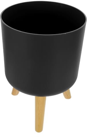 SEWOART Blumentopf mit Holzständer Boden blumentöpfe Töpfe für Pflanzen Blumenpflanztopf Blumen Pflanzbecken Haushalt Topfpflanze Kleiner Mülleimer Container Beinstütze