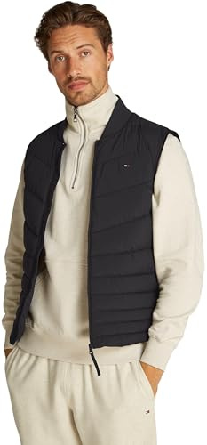 Tommy Hilfiger Herren Weste Mix Quilt Wasserabweisend, Schwarz (Black), XL