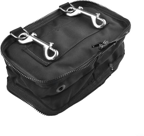 Alanmoship Sidemount Tasche für Tauchen, BCD-Seitenhalterung, Aufbewahrungstasche, Tauchzubehör, Seitenhalterung, Tasche mit doppelseitigem Karabinerhaken (Schwarz, 25 x 15 x 8 cm)