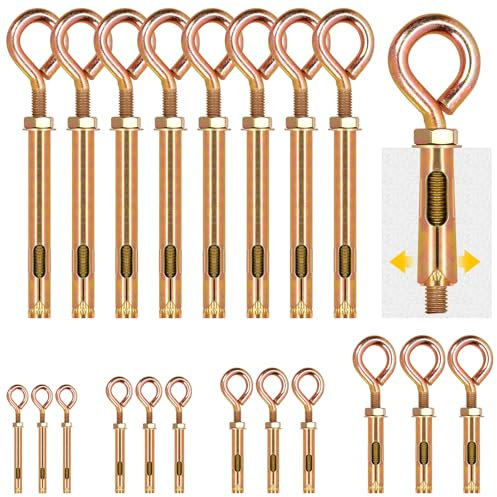 Glarks 8pcs M8 Betonaugenschrauben, Kohlenstoffstahl-Expansionsschrauben geschlossene Hakenschrauben, farbige verzinkte Expansionsaugenschrauben-Schraubenanker