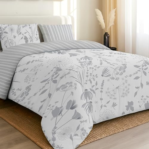 Dreamzie Double Duvet Set - Premium Microfiber Reversible Double Duvet Cover (200 x 200 cm) 3 PCs - Ultrasoft Hypoallergenic Luxury Quilt Cover Bedding Sets with Zipper Closure