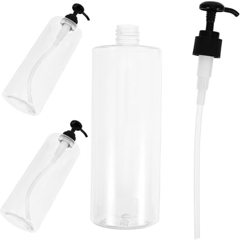 DECORNIJIA 3PCS Refillable Press Pump Bottles with Black Heads Transparent Round Shoulder Subpackaging Containers for Shower Gel Lotion Shampoo Reusable Bathroom Dispensers for Home and