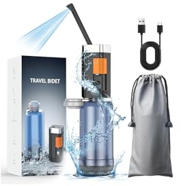 JUTIMER Portable Bidet for Travel. 2 Pressure Modes. | 400ML, IPX7 Waterproof, Electric Bidet for Postpartum Care, Travel Hygiene, Sensitive Skin, Bathroom Essential.