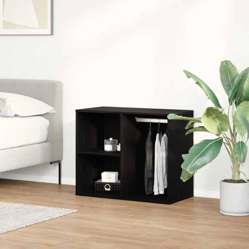 Augerqir Armoire cosmétique noire aspect chêne 80 x 40 x 65 cm avec étagère, armoire de rangement moderne pour salon et chambre à coucher, armoire de ménage durable avec beaucoup d'espace de rangement