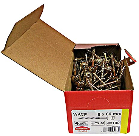 Vis à bois de charpente à tête plate à empreinte TX pour constructions en bois (100pièces 6x80mm TX30)