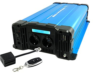 SOLARTRONICS Spannungswandler FS2500D 12V 2500 Watt mit Display - Wechselrichter 12v auf 230v - Reiner Sinus - LiFePO4/Lithium, Blei-, Gel oder AGM-Batterie kompatibel - USB - mit Fernbedienung