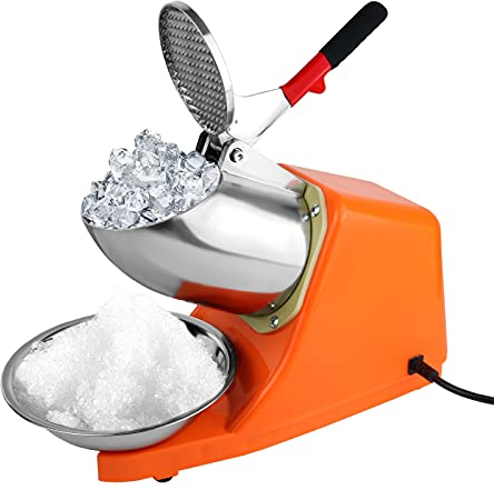 Tosucs Elektrischer Eiszerkleinerer mit Doppelmesser, 300 W, 220 V-240 V, kommerzielle Smoothie-Maschine, fr Restaurants, Bars, Partys (Orange)