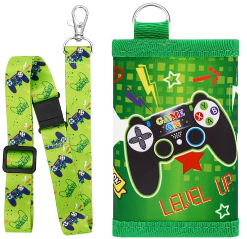 WAWSAM Geldbeutel Jungen, Spiel Brustbeutel Kinder, Portmonee Kinder mit Verstellbares Schlüsselband, Mehrere Taschen und Kartenfächer für Geldbörse Jungen Mädchen (4-12 Jahre)