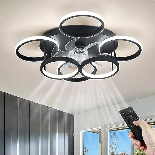 ANZHUANG Ventilateur Plafond avec Lumiere, 60W Plafonnier Ventilateur de Plafond avec Telecommande, Silencieux, Lustre Ventilateur Pour Salon Chambre. Noir