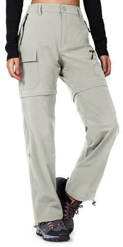 Cycorld Women's-Hiking-Pants-Convertible Quick-Dry-Stretch-Lightweight Zip-Off Outdoor Pants with 5 Deep Pockets (Cloud Grey, Medium)