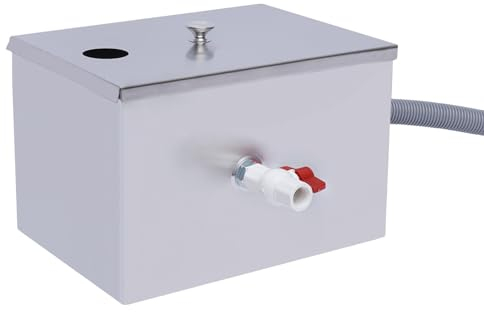 Séparateur de graisse pour eaux usées En acier inoxydable Intercepteur à Graisse Intercepteur Graisse Bac à Graisse en Acier Inoxydable avec Déflecteurs Amovibles Séparateur Huile-eau Sous Évier