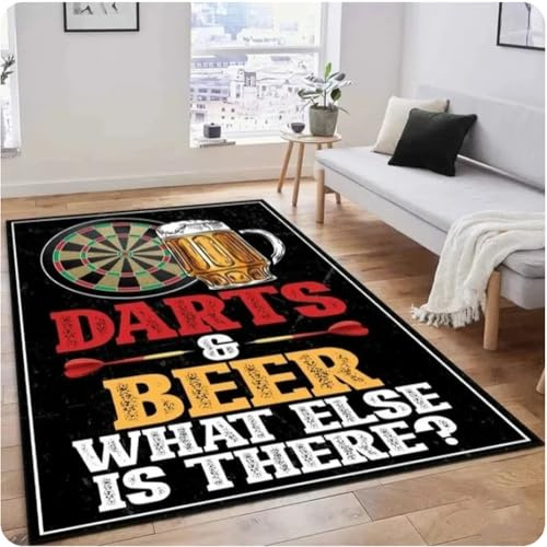 YANGECHEN Spielzimmer Dart Teppich Für Wohnzimmer Schlafzimmer Dekorationen Sofa Tisch Bereich Teppiche Spielzimmer Bodenmatte Target Bullseye 80X120Cm