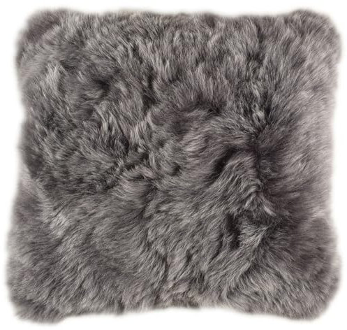 Kuhfelle Online & Nomad Lammfell Kissenbezug 50 x 50 cm Fellkissen aus echtem Island Lammfell in div Farben (Grau)