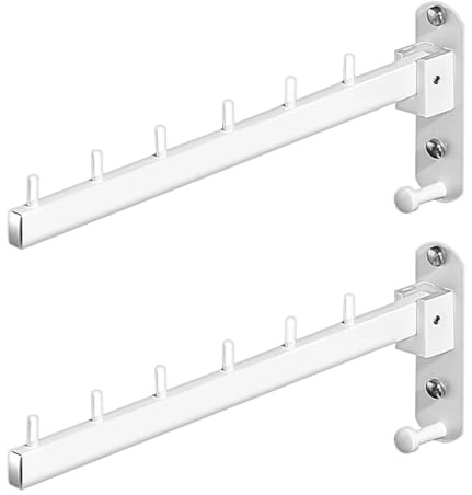 DONGKER Kleiderlüfter, 2 Stuck Platzsparende Kleiderstange, 15kg Tragkraft, Klappbar Wand Kleiderständer Wandhaken Klapphaken für Balkon Badezimmer Waschküche