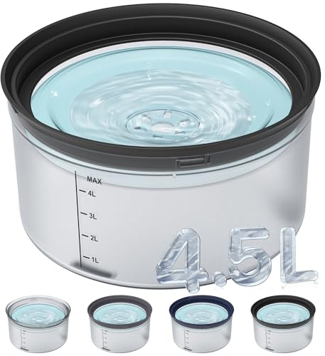 Decflow Gamelle d'eau de 4,5 l pour chien anti-déversement, grande capacité de 4,5 l, avec disque flottant transparent, anti-éclaboussures, bol anti-goutte pour buveurs bâclés et désordonnés (noir)