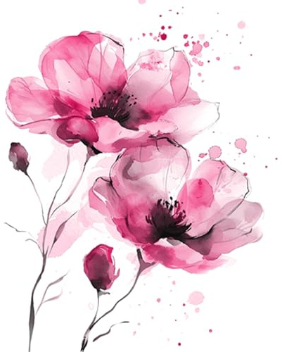 ti-flair Servietten Papier 33x33cm 3-lagig 20 Stück - hochwertig & nachhaltig - Einweg Papierservietten für Feier Hochzeit Geburtstag Tischdeko Frühling Sommer Party - Aquarell Mohn Blumen Motiv Rosa
