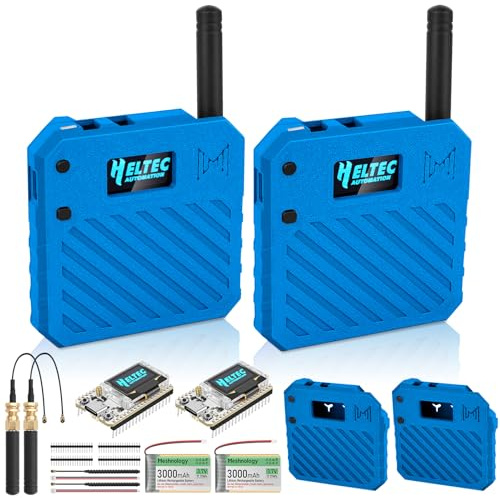 Juego de 2 placas de desarrollo ESP32 LoRa V3 + batería de 3,7 V 3000 mAh + juego de carcasa – con antena de malla de 863 – 928 MHz y SMA compatible con dispositivos LoRa V3 WLAN/Bluetooth para AR