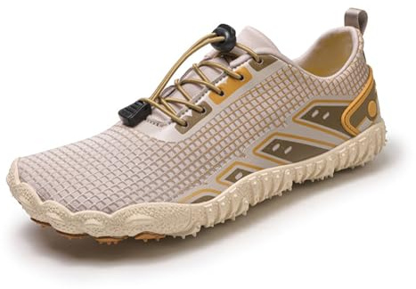 Barefoot Shoes Mens Womens Wide Toe Trail Running Trainers Lightweight Comfortable Workout Shoes for Hiking Fitness Walking Unisex,Khaki 10UK