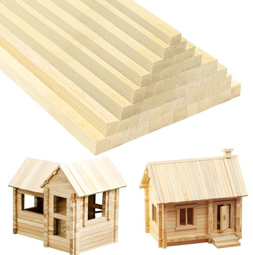 DOITEM Lápices cuadrados de madera natural para manualidades y bricolaje (10 mm, 20 centímetros)