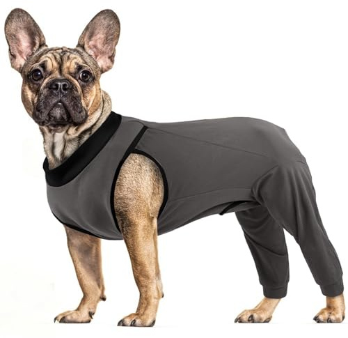 PUMYPOREITY Hundebody Nach Op, Hundebody Nach Kastration Rüde Ellenbogenbandage Hinterbeine Op Anzug Medical Pet Shirt Kniebandage Hinterbein(Grau, S)
