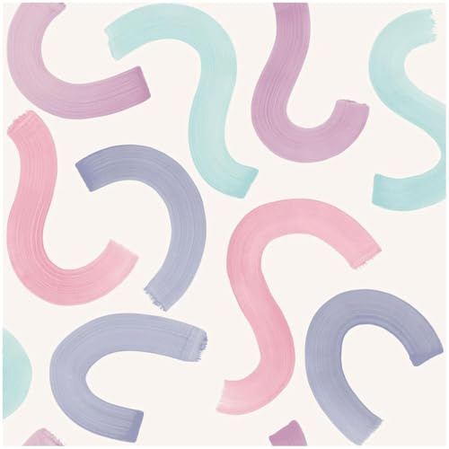 YöL Curly Confetti Lilac Pink Wallpaper - 10.05m x 53cm Roll - Kids Bedroom Nursery Playful - Washable Paste The Paper - Contemporary Versatile Vibrant - Colourful Brushstroke
