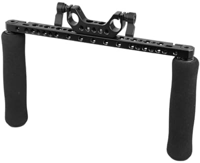 Kompatibel mit DSLR-Kameras, Schwammgriff mit Kreuzstrebe und 15-mm-Doppelstangenklemme for Schulterstative
