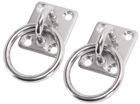 Haofy Marine Hardware Hooks Placa de Ojo Cuadrada de Acero Inoxidable 304 con 8 Tornillos y 8 Pernos de Expansión para Barcos, Yates, Canoas, RV Life, Aplicaciones Al Aire Libre