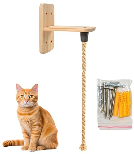 Kletterseil für Katzen - 6,56 Fuß mit kaufestem Springbrett, Wandregalen, Stufen mit Sisalschnur, Katzenbrücke, Kratzstange, für Zuhause