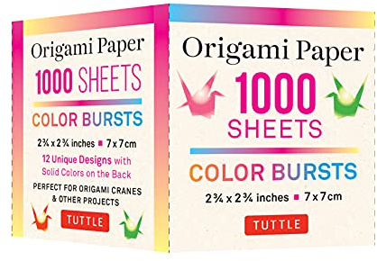 Origami Paper Color Bursts 1,000 Sheets 2 3/4 in - 7 Cm: Double-sided Origami Sheets Printed With 12 Unique Radial Patterns Instructions for Origami Crane Included