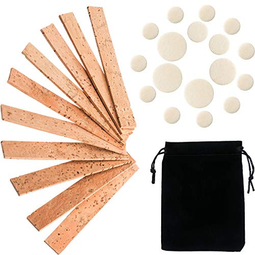 SATINIOR 27 Pieces Clarinet Cork Replacement Kit with 10 Pcs Clarinet Joint Cork Replacement and 17 Pcs Pads Bb Woodwind Instrument Pads Instrument Accessories Repair Parts with Black Velvet Bag