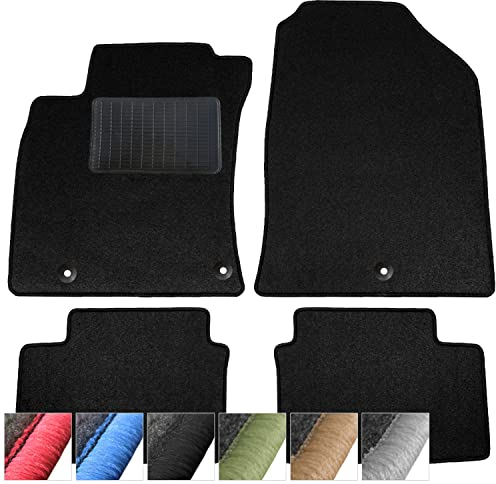 moto-MOLTICO Fußmatten Auto - Velours Autoteppiche passend für Kia Ceed I (2006-2012) - 4-teiliges Set - Schwarze Automatten mit Schwarzen Ziernähten