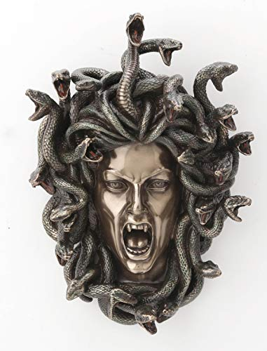 Veronese Design Head of Medusa the Greek Gorgon Serpent Bronze Finish Wall Sculpture