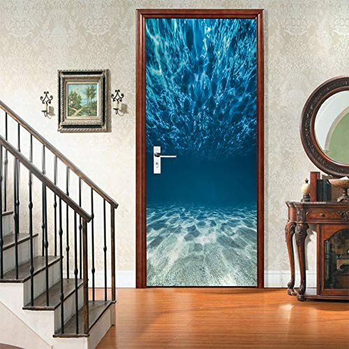 VIRANDA 3D Door Stickers Murals Peel and Stick - Underwater - Wallpaper Self-Adhesive Decals Removable PVC Waterproof Poster for Bedroom Living Room 30.3 x 78.7