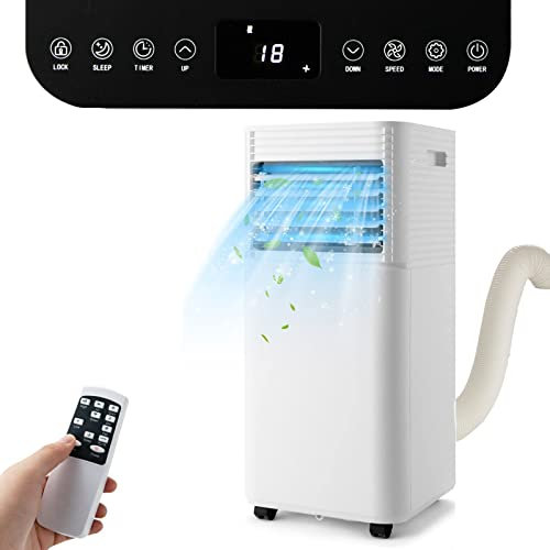 GOPLUS Aire Acondicionado Portátil 9000BTU 2,6kW, 4 en 1 Función de Refrigeración Deshumidificación Ventilación, Temporizador 24H, Modo Nocturno, Mando a Distancia/Pantalla, 20㎡, R290