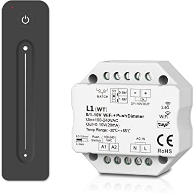 Drahtlose WiFi Tuya 0/1-10 V LED Dimmer Controller Steuerung + 2.4G RF Touch Dimm Fernbedienung. Funktioniert mit dimmbarem 0-10V LED Antrieb