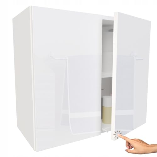 Miradu Badezimmerschrank hängend mit Push-to-Open-Fronten, Waschmaschinenschrank, badezimmerschränke, badschrank hängend, Waschbeckenunterschrank,wc Schrank, wandschrank (Weißer Hochglanz, 52x60x30)